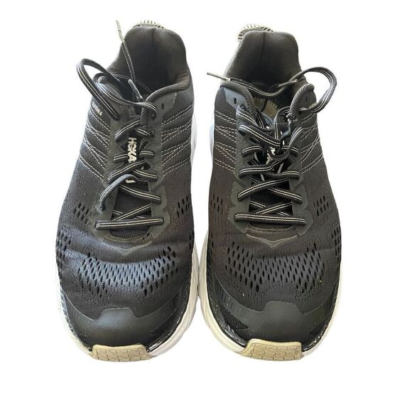 HOKA One One Women's Black & White Lace Up Clifton 6 Athletic Shoes Size 8 - Picture 1 of 16